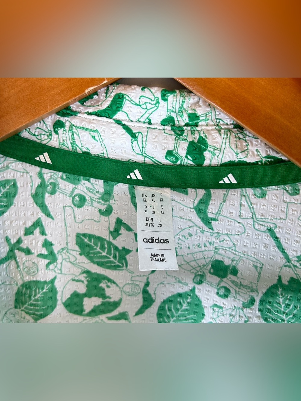 Adidas Men’s Play Green Graphic Golf Polo Shirt Size XL HS9054 Stretch EUC - Picture 9 of 14